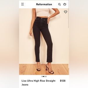 Reformation Liza Slit Hem Ultra High Rise Straight Jeans